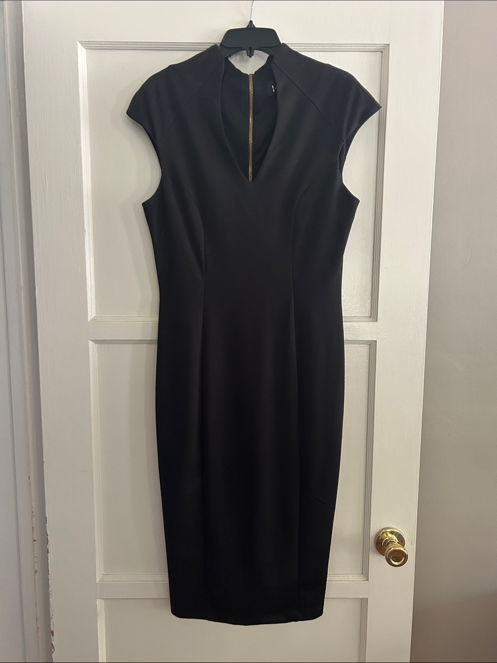 Classic Black Cap-Sleeve Sheath Dress